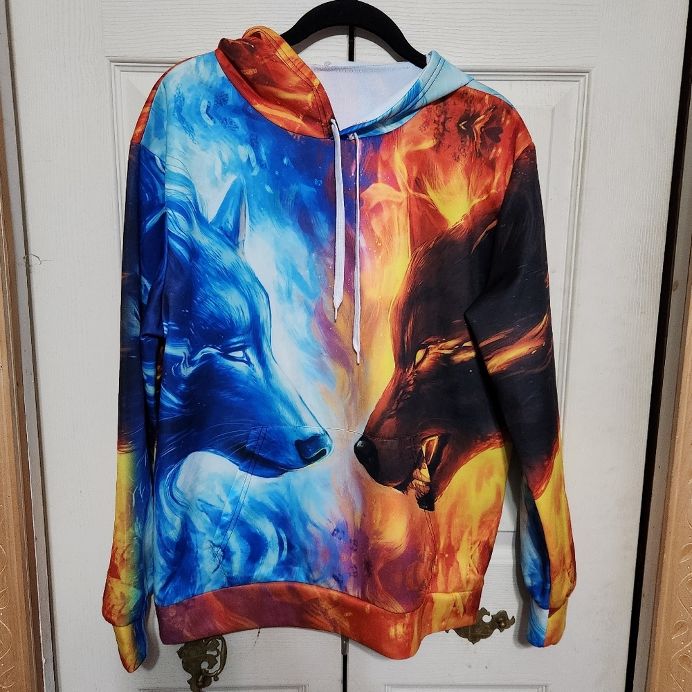 Colorful Wolf Graphic Hoodie - Picture 1 of 10